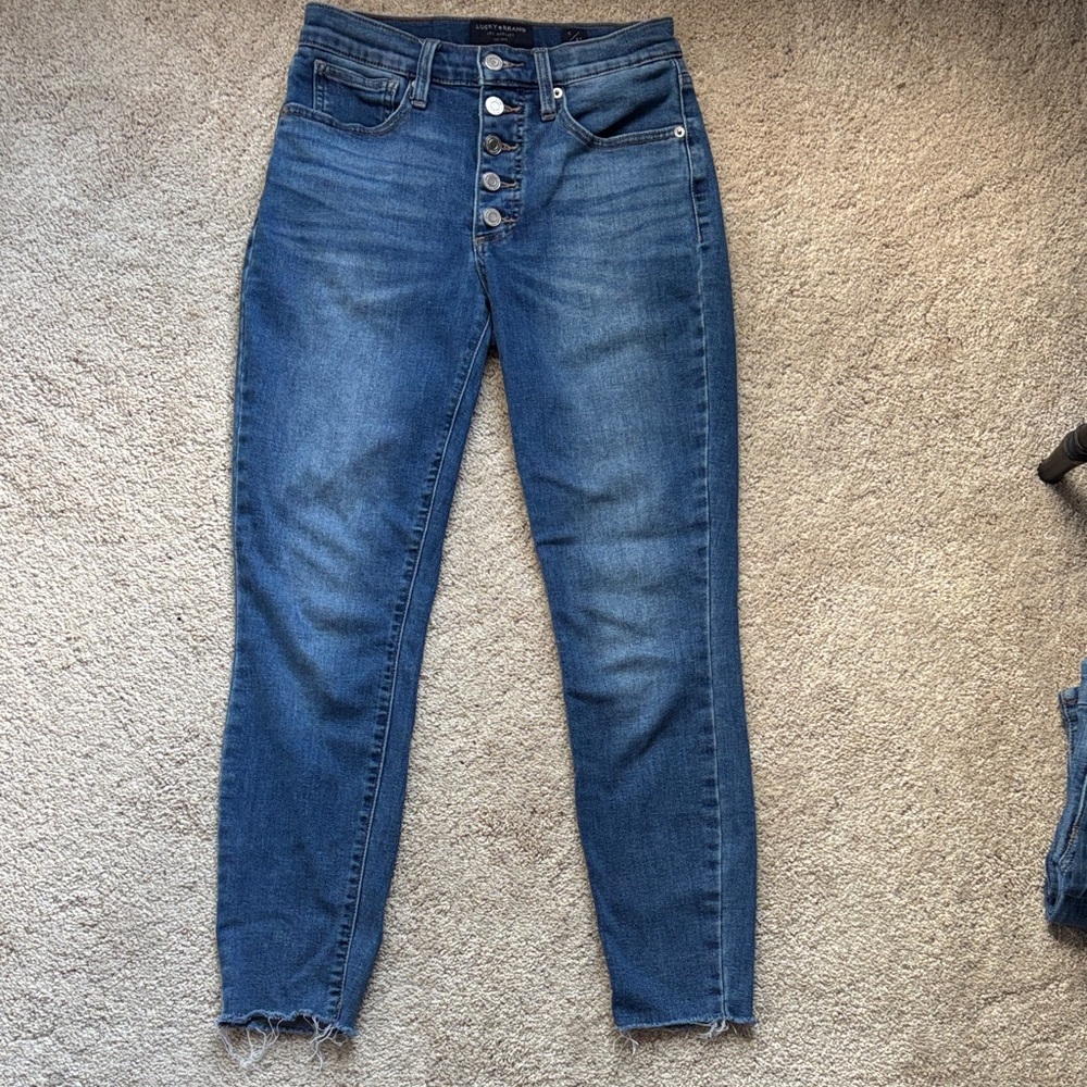 Lucky Brand Women's High-Rise Bridgette Button-Fly Skinny Jeans sz 4/27 Raw hem